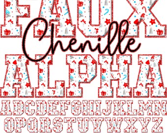 Christmas Faux Chenille Letters PNG, Christmas Alphabet, Faux Chenille Patch, Alpha Doodle, Varsity Patches, Glitter, Alpha Pack 4FC