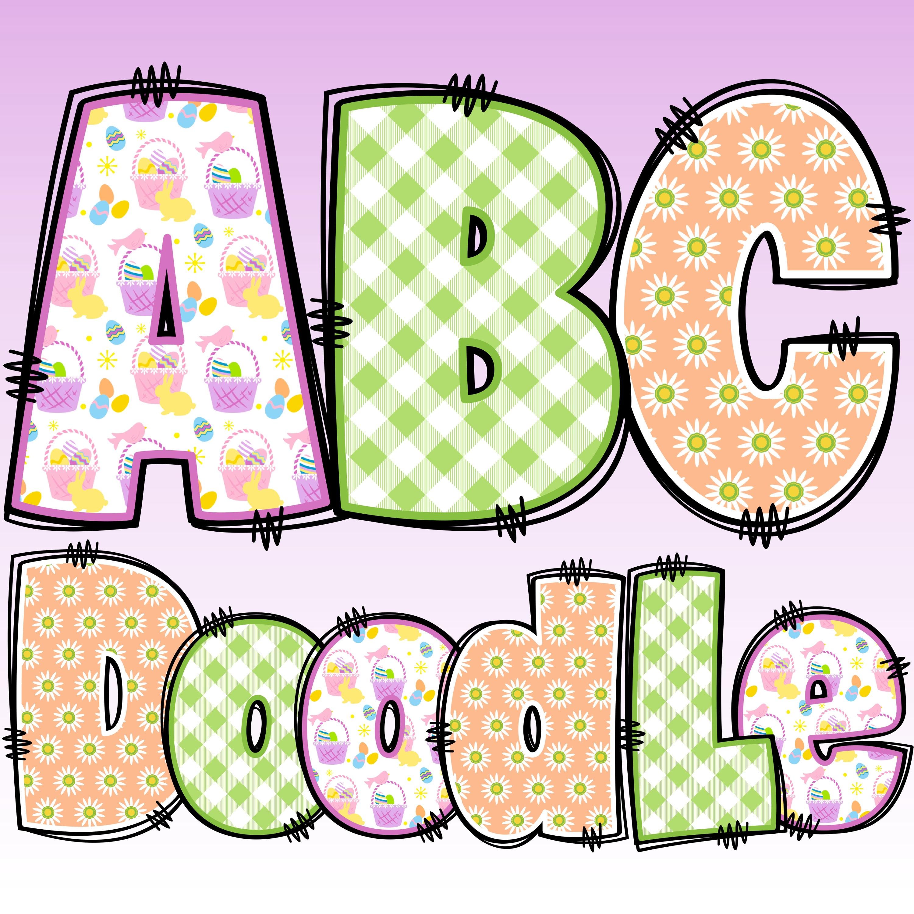 BUNDLE Easter Alphabet PNG, Easter Doodle, Easter PNG Letters, Spring ...