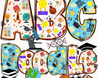 BUNDLE Back to School Alphabet PNG, School Letters, 3 Sets Alphabet, School Alphabet, School Doodle, Back to School Doodle, Alpha Doodle 67