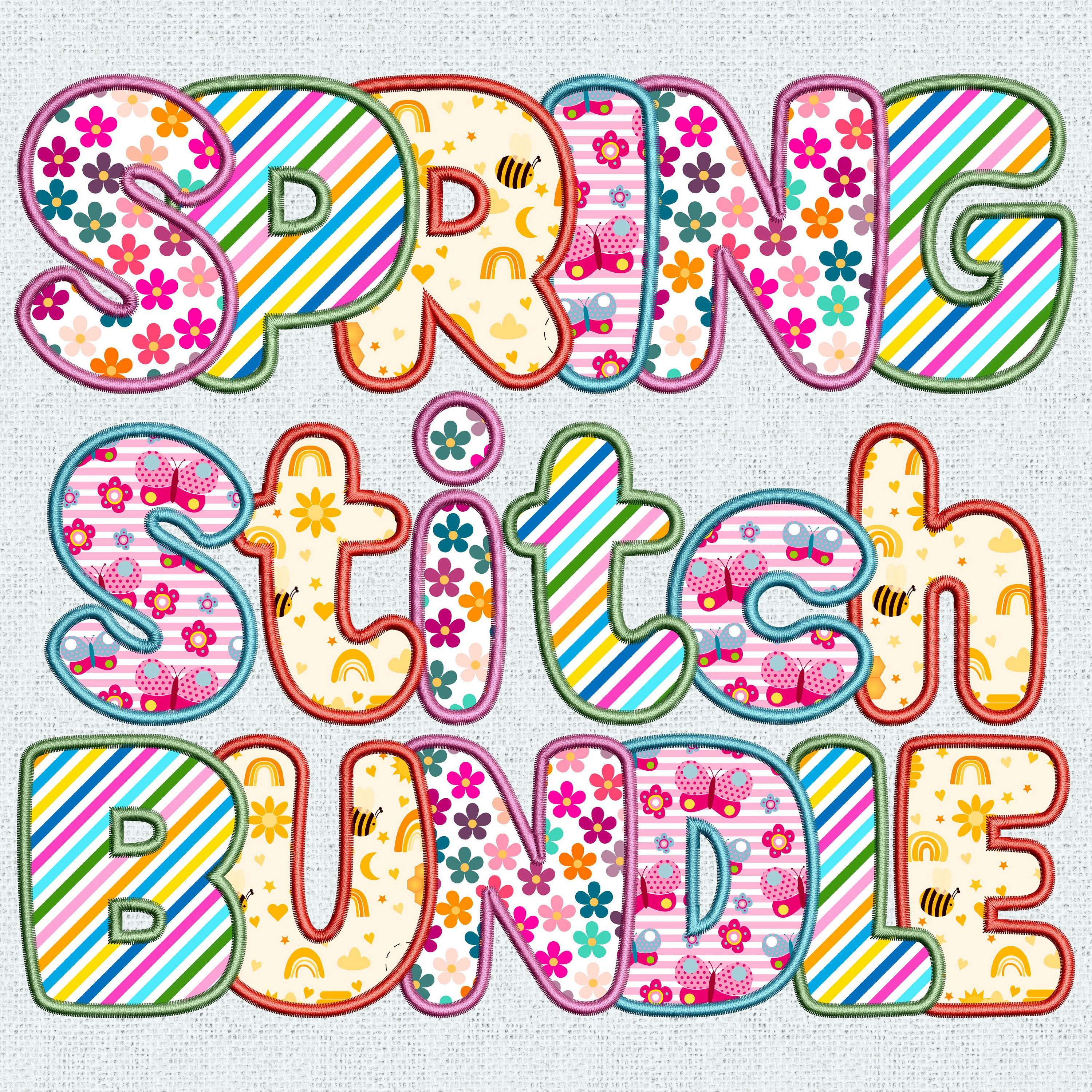 Spring Faux Embroidery Alphabet Bundle PNG, Flowers Alphabet, Summer ...