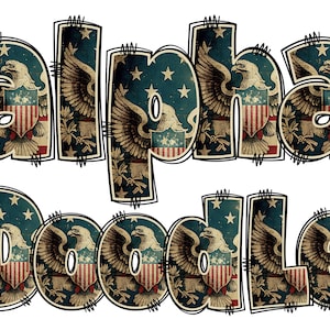 Patriotic Alphabet PNG, 4th of July, Independence Day, Alpha Doodle, PNG Letters, American Doodle, Alpha Pack, American Letters, Doodle 14B