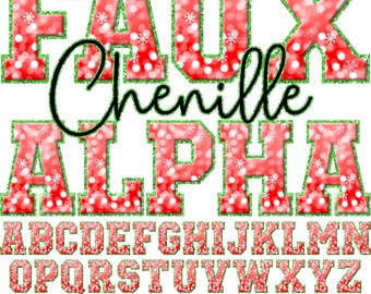 Christmas Faux Chenille Letters PNG, Christmas Alphabet, Faux Chenille Patch, Alpha Doodle, Varsity Patches, Glitter, Alpha Pack 4FC
