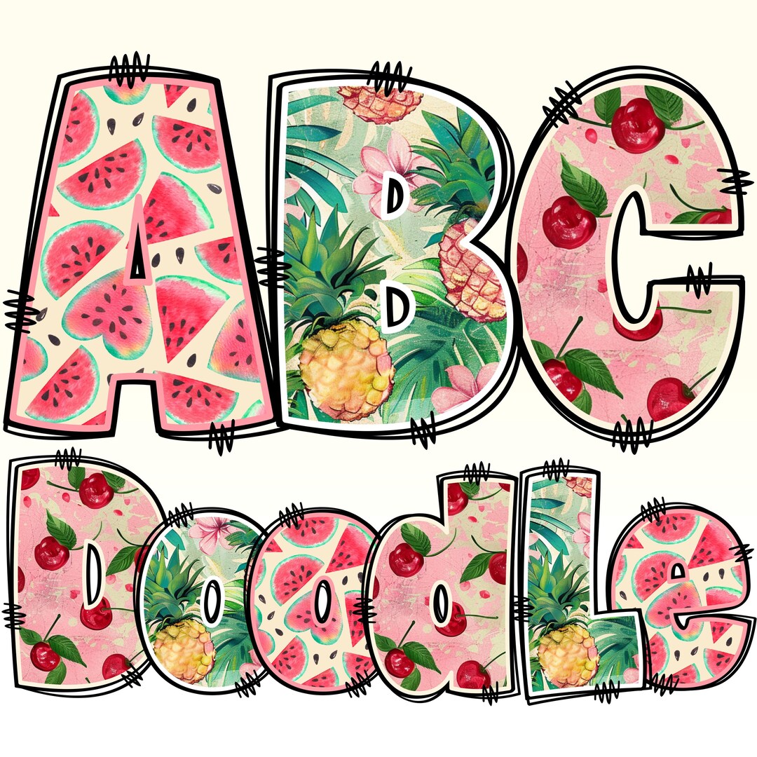 Summer Alphabet Bundle PNG, Summer Letters, PNG Letters, Summer Fruits ...