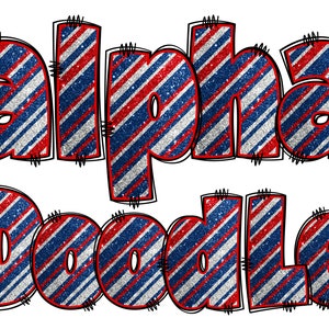 Patriotic Glitter Alphabet PNG, 4th July, Independence Day, Alpha Doodle, Glitter Letters, American Doodle, Alpha Pack, Stripes, Doodle 4D
