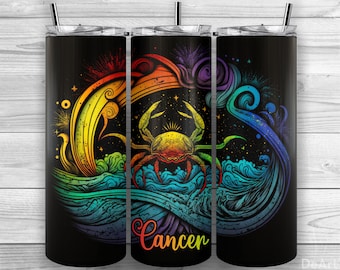 Cancer Zodiac Sign, Astrological Signs, 20oz Skinny Tumbler PNG, Sublimation Design, Tumbler Wrap, Straight Tapered, Tumbler Design 12