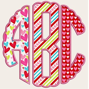 Pacote de Monogramas para o Dia dos Namorados, 3 conjuntos, Alfabeto PNG com Bordado Imitado, Monograma para o Dia dos Namorados, Alfabeto, Monograma Redondo, Monograma CS 1