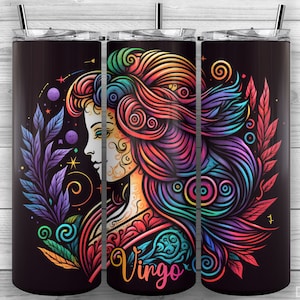 Virgo Zodiac Sign, Astrological Signs, 20oz Skinny Tumbler PNG, Sublimation Design, Tumbler Wrap, Straight Tapered, Tumbler Design 14