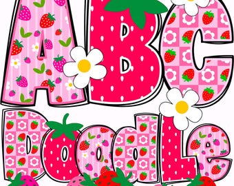 Summer Alphabet Bundle PNG, Summer Letters, PNG Letters, Summer Alphabet, Strawberry Doodle, Summer Doodle, Summer Alpha Pack Doodle 1'
