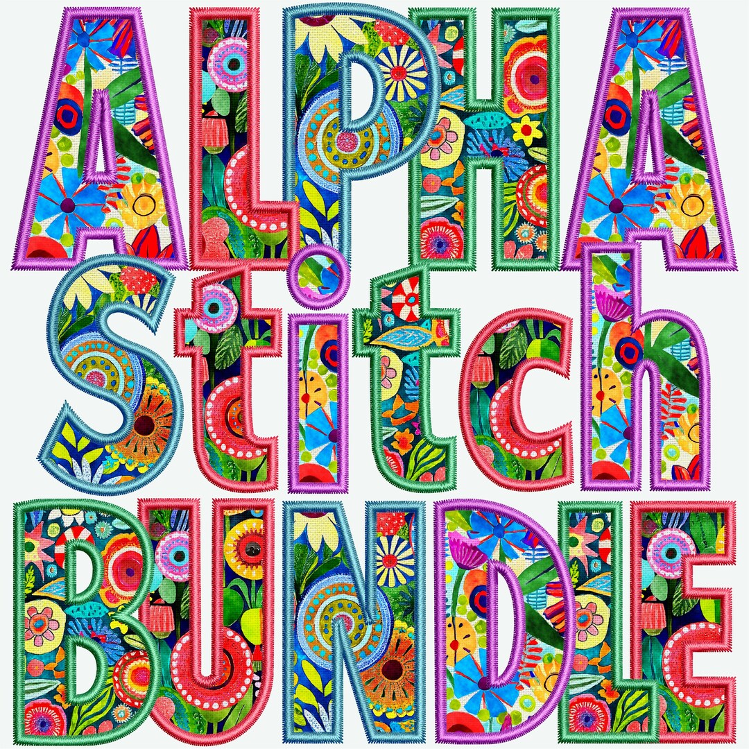 Spring Faux Embroidery Alphabet Bundle PNG, Flowers Alphabet, Summer ...