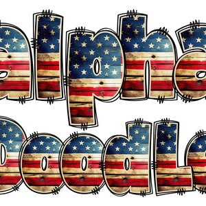 Patriotic Alphabet PNG, 4th of July, Independence Day, Alpha Doodle, PNG Letters, American Doodle, Alpha Pack, US Flag, American, Doodle 14A