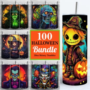 100 Halloween Tumbler Bundle, Halloween Bundle, 20oz Skinny Tumbler PNG, Sublimation, Tumbler Wrap, Straight, Tapered, Bundle 11