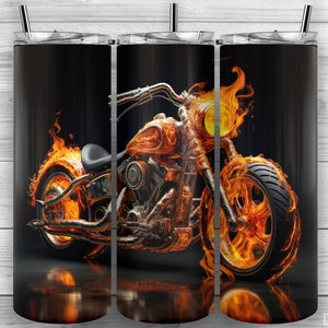 Feuer Motorrad Becher Design, Motorrad Design, 20 Unzen Skinny Becher PNG, Sublimationsdesign, Becher Wrap, gerade verjüngt, Design 191