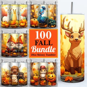 100 Fall Tumbler Bundle, Fall Tumbler Bundle, Autumn Bundle, 20oz Skinny Tumbler PNG, Sublimation, Tumbler Wrap, Straight, Tapered, Bundle 9