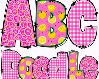 Summer Alphabet Bundle PNG, Summer Letters, PNG Letters, Summer Alphabet, Lemon Fruit Doodle, Summer Doodle, Summer Alpha Pack Doodle 79