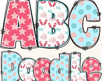 Summer Alphabet Bundle PNG, Summer Letters, PNG Letters, Summer Alphabet Doodle, Beach Doodle, Summer Doodle, Summer Alpha Pack Doodle 56