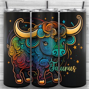 Taurus Zodiac Sign, Astrological Signs, T20oz Skinny Tumbler PNG, Sublimation Design, Tumbler Wrap, Straight Tapered, Tumbler Design 10