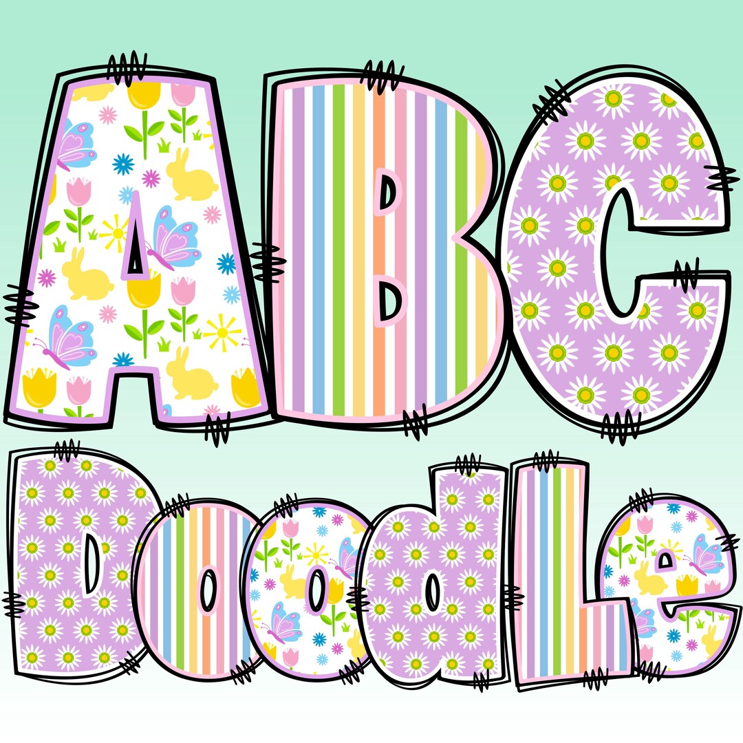 BUNDLE Easter Alphabet PNG, Easter Doodle, Easter PNG Letters, Spring ...