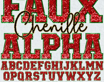 Christmas Faux Chenille Letters PNG, Christmas Glitter, Faux Chenille Patch, Alpha Doodle, Varsity Patches, Glitters, Alpha Pack 2FC