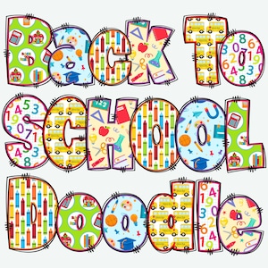 BUNDLE Back to School Alphabet PNG, School Letters, PNG Letters, School Alpha Doodle, Back to School Doodle, School Doodle, Alpha Doodle 38