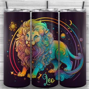 Leo Zodiac Sign, Astrological Signs, 20oz Skinny Tumbler PNG, Sublimation Design, Tumbler Wrap, Straight Tapered, Tumbler Design 13