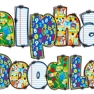 BUNDLE Back to School Alphabet, Schulbuchstaben, PNG Buchstaben, Schule Alpha Doodle, Schulanfang Doodle, Schule Doodle, Alpha Doodle 19