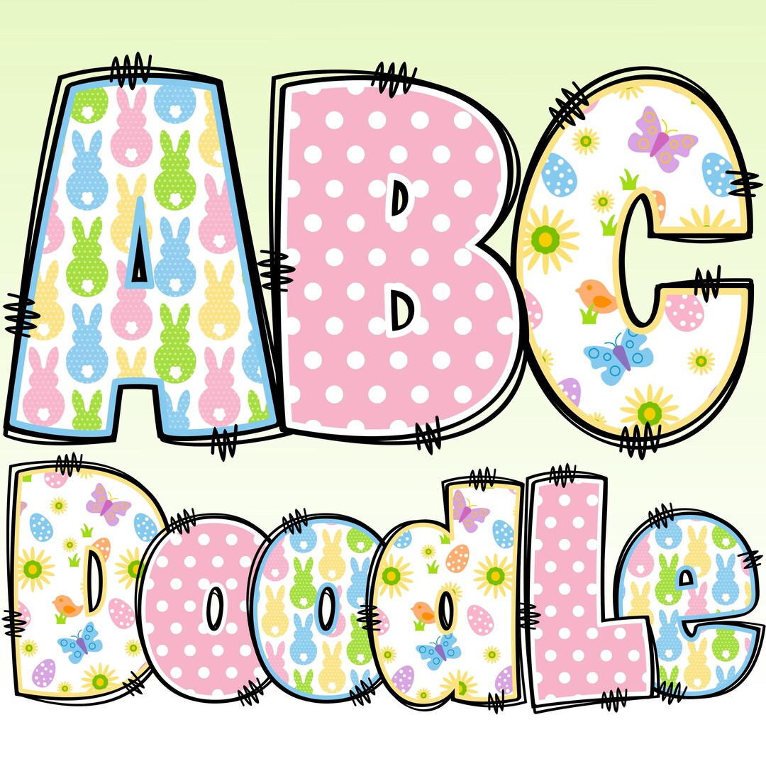 BUNDLE Easter Alphabet PNG, Easter Doodle, Easter PNG Letters, Spring ...