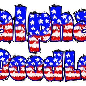 Patriotic Alphabet PNG, 4th of July, Independence Day, Alpha Doodle, PNG Letters, American Doodle, Alpha Pack, US Flag,  Doodle 1A