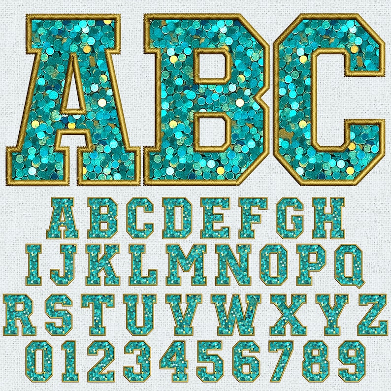 Faux Embroidery Sequin Alphabet Bundle PNG, Sequins Alphabet, Faux ...