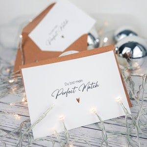 Karte zum Valentinstag "perfect Match" für die Verlobte, Freundin, Freund, Verlobten, Liebste oder deinen Liebsten - veredeltes Herz in gold