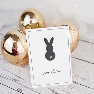 Frohe Ostern Geschenkkarte| Osterhase | DIN A6 Hochformat | Gold veredelt auf Aquarellpapier | edel modern | Grußkarte