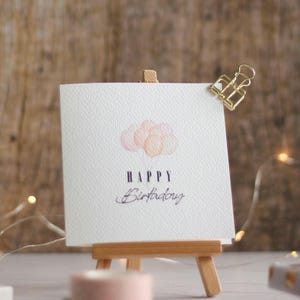 Quadratische Aquarell Geburtstagskarte mit Luftballons – Dezente, stilvolle Karte für besondere Anlässe | Perfekt für Frauen, Klapparte