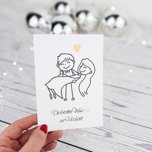 Hochzeitskarte im Klappkartenformat mit Umschlag für das Brautpaar – Liebevoll gestaltet für den perfekten Hochzeitstag -veredelt mit Gold