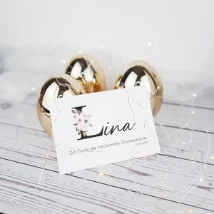 Karte zur Taufe Taufkarte personalisiert auf Aquarellpapier| für Jungen und Mädchen Taufgeschenk Mitbringsel | Tante Onkel