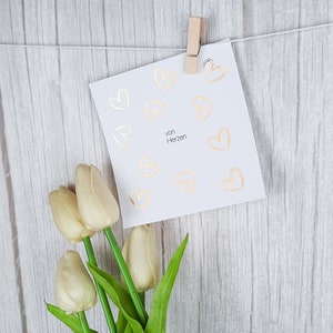Karte „Von Herzen“ | mit vielen kleinen Herzen | Kupfer veredelt | Geschenk | Gutschein | Geburtstag | Hochzeitstag | Danke sagen | modern
