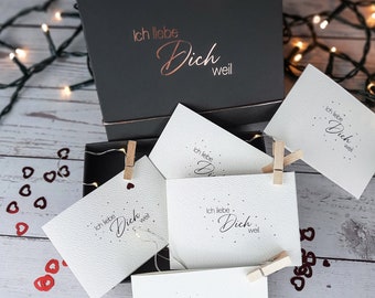 Geschenkset „Ich liebe dich weil...“| für Verliebte | kleine Botschaft | Liebesgrüße | Valentinstag | Anhänger | Hochzeitstag | romantisch