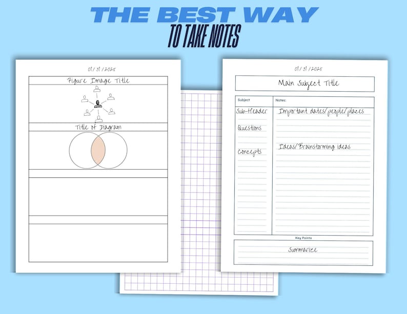 Cornell Notes Template | 3 Notes Pack | Note Templates | Studying ...
