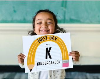 First & Last Day of School Signs | PreK - 12th Grade | Printable School Signs for Photos | All Grades Included | School Digital Download |