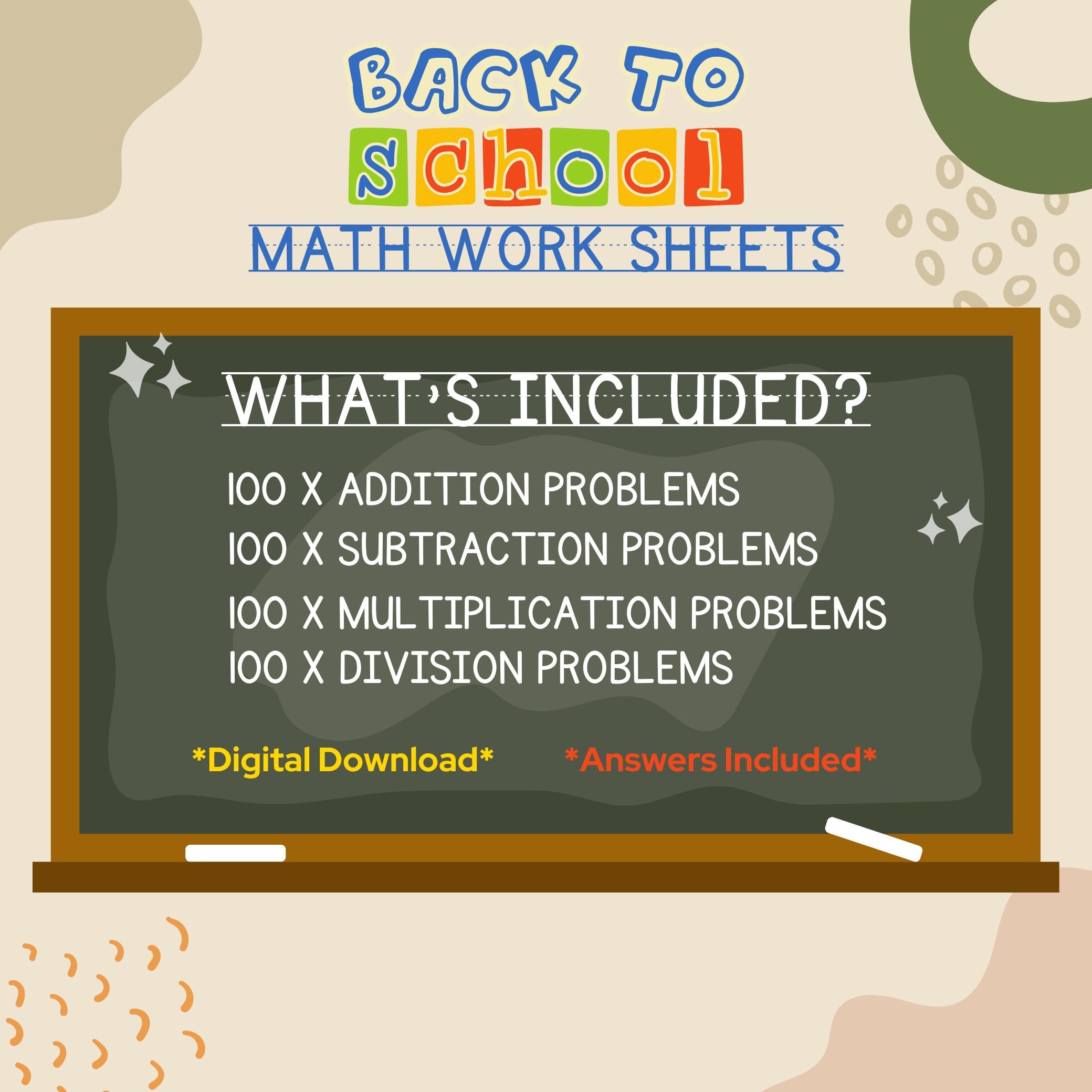 Mathematics Sheets Grades 4-5 Math Practice Work Sheets - Etsy
