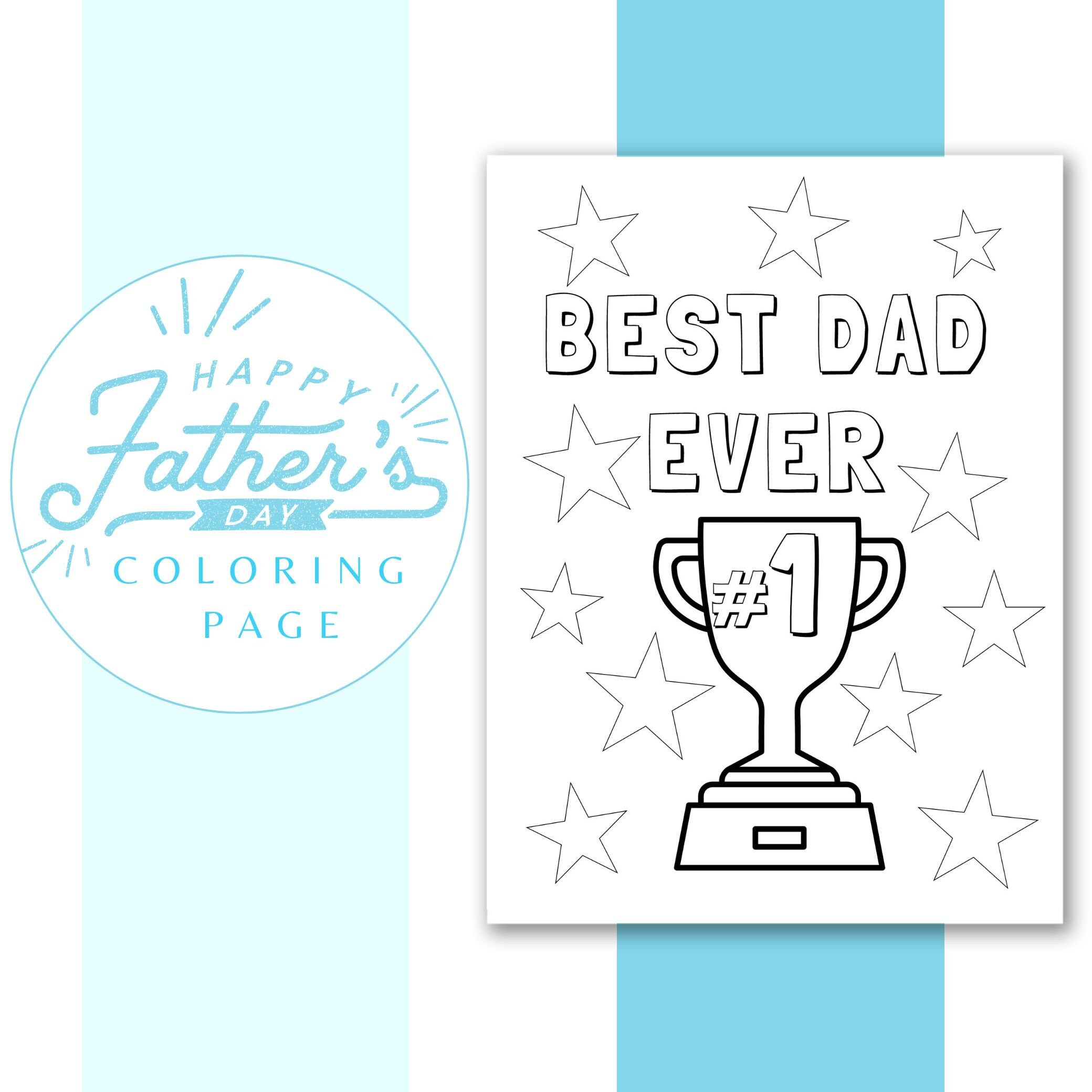 Printable Best Dad Ever Coloring Page | Instant Printable Page ...
