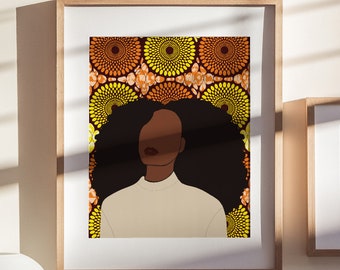 Black Woman Art, INSTANT DOWNLOAD, Black girl art print, Printable Art, African american woman art, ankara art, melanin art,black girl magic