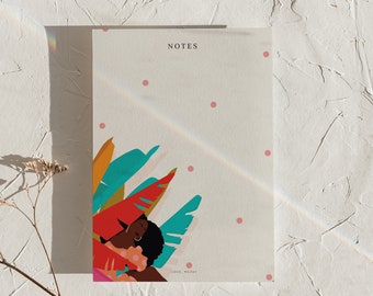 Tropical Notepad | Black Woman Notepad | Daily Notepad | To Do List | Black Girl Notepad | Black Woman Stationery | Cottage Core aesthetic