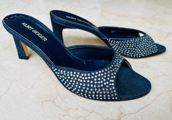 Vintage Kurt Geiger ROCKSTAR Denim & Diamanté Mules NEVER  display picture 3