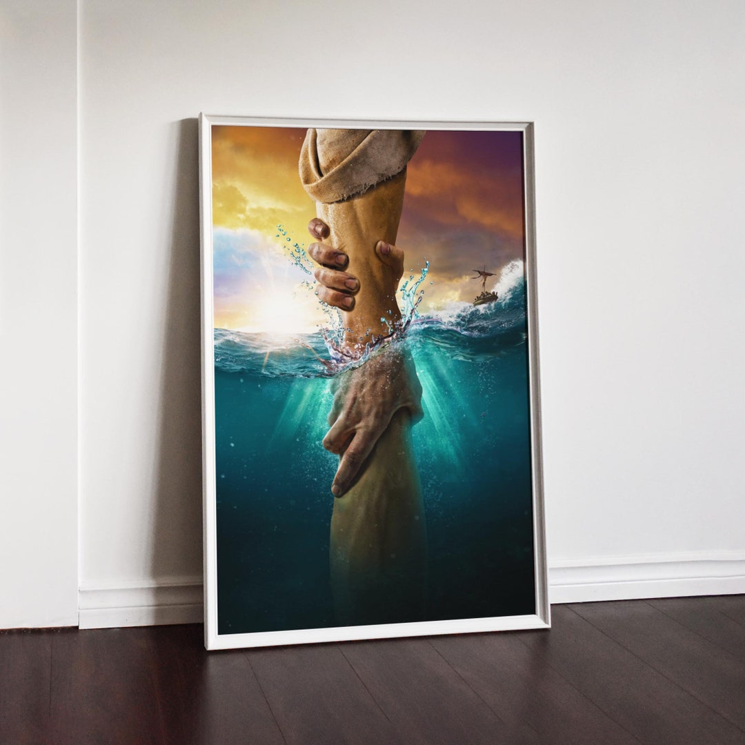 Jesus Reaching Into Water Art Poster Jesus Christ Etsy
