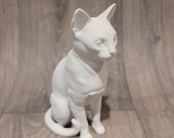 Russian Blue Cat Ornament, Cat Figurine, Pet Memorial Keepsake, Shelf Decor