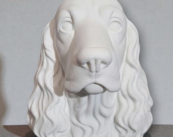 Cocker Spaniel Bust Sculpture, Realistic Dog Statue, Handmade Home Decor, Pet Memorial Keepsake