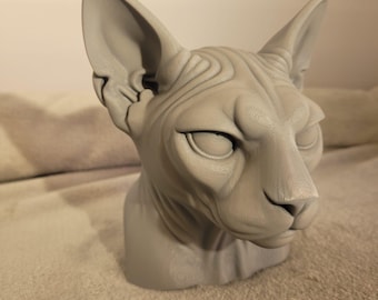 Sphynx Cat Bust Ornament, Cat Lover Gift, Pet Memorial Keepsake, Shelf Decor