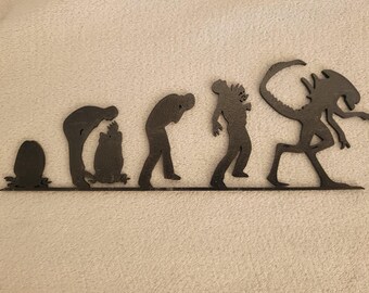Sci Fi Alien Evolution Wall Art, Horror Decor, Gaming Room Gift, Door Sign