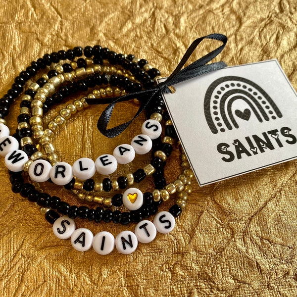 New Orleans Saints Bracelets | Saints Jewelry | New Orleans Saints | bead bracelets | NFL team bracelet | Saints gift | Saints bracelets |