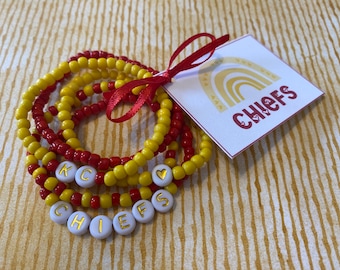 KC Chiefs Bracelets | KC Chiefs Jewelry | Kansas City Chiefs | Super Bowl champ | NFL team bracelet | Chiefs | chiefs merch | kc bracelets |