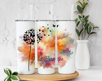 「Just Breathe」タンブラーラップ、メンタルヘルスデザイン（デジタルダウンロード）